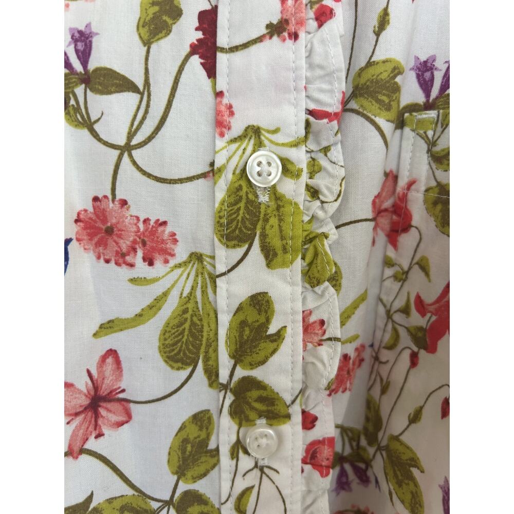 Lands’ End Floral Cotton Button Down Shirt M Cottagecore - Picture 4 of 11